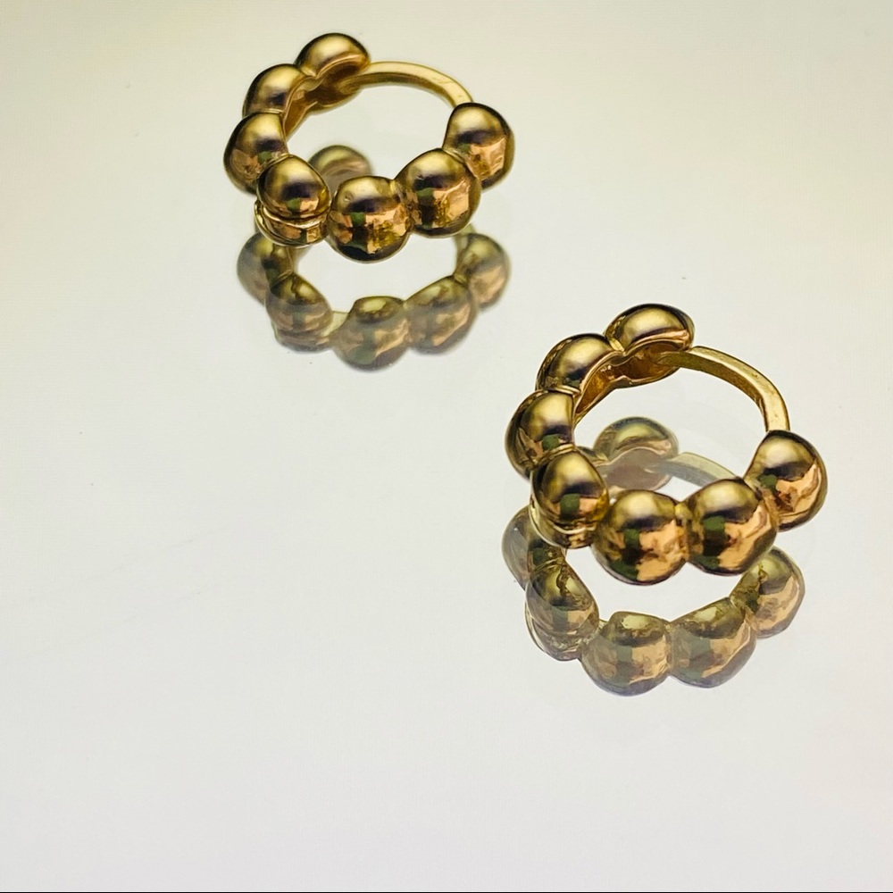 Gold Bead Huggies - Picture 6 of 10
